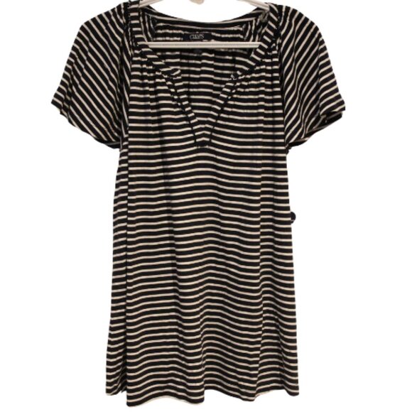 2/$25 🏷 Chaps Black & White Striped Tshirt Size XL BNWT - Picture 1 of 2